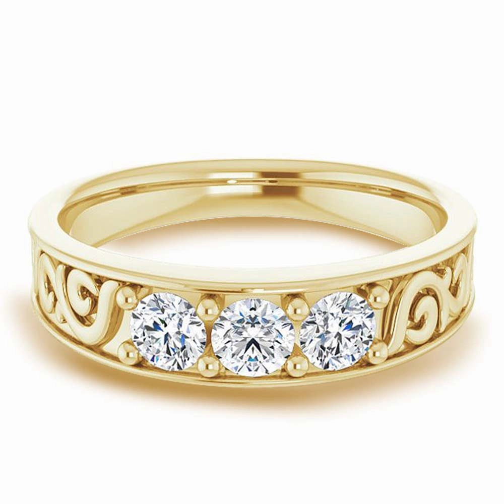 0.75 ctw Round Diamond Filigree Accent Men's Ring Vintage Inspired