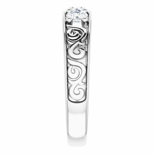 0.75 ctw Round Diamond Filigree Accent Men's Ring Vintage Inspired