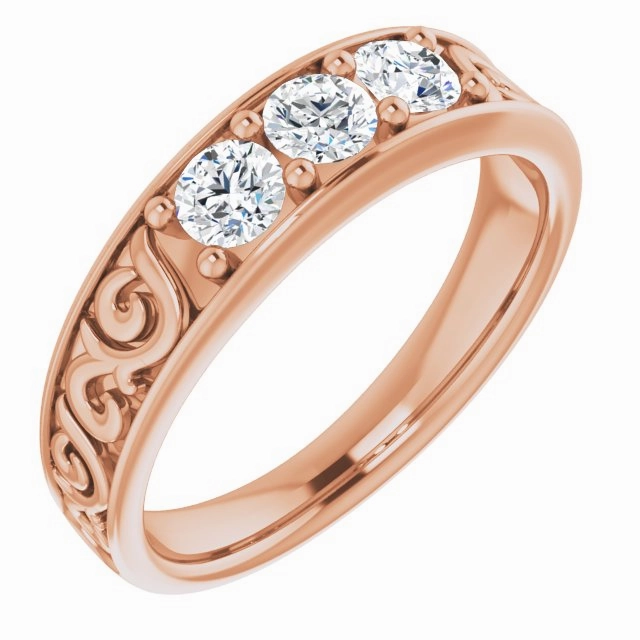 0.75 ctw Round Diamond Filigree Accent Men's Ring Vintage Inspired