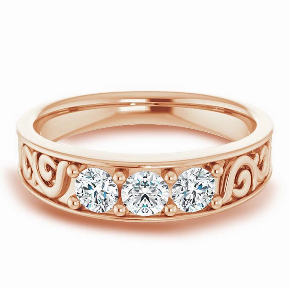 0.75 ctw Round Diamond Filigree Accent Men's Ring Vintage Inspired