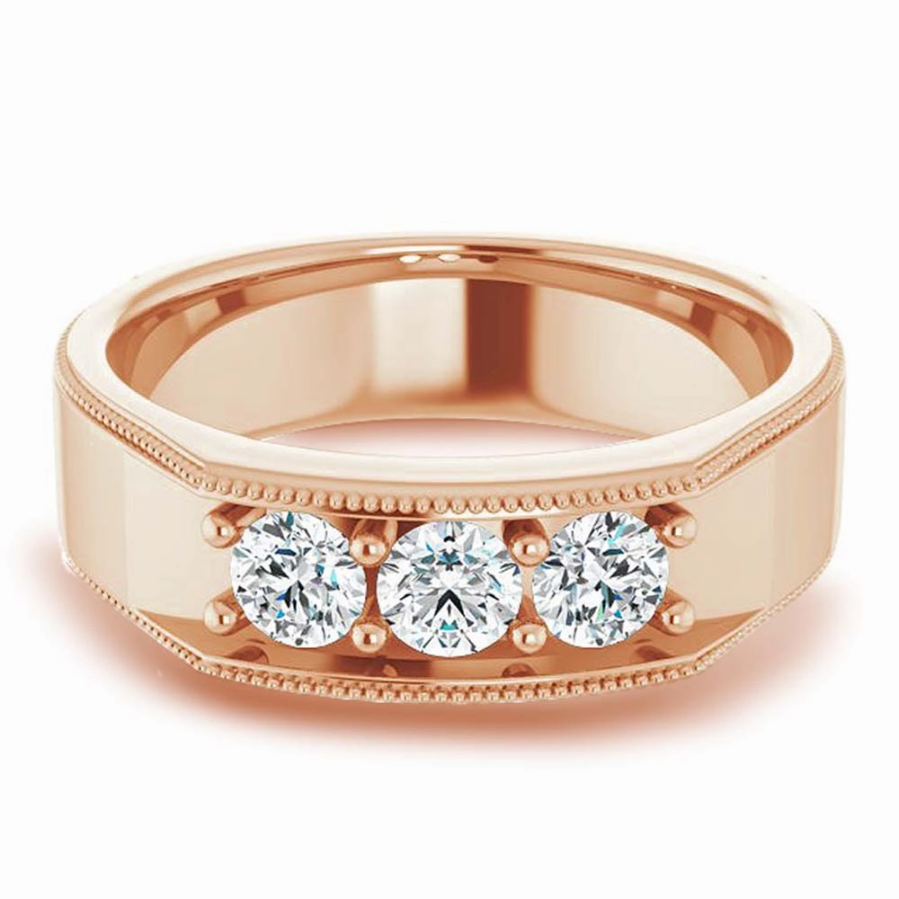 0.75 ctw Round Diamond Milgrain Accent Men's Ring