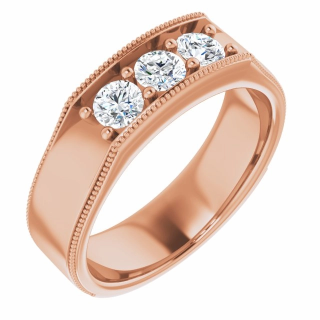 0.75 ctw Round Diamond Milgrain Accent Men's Ring