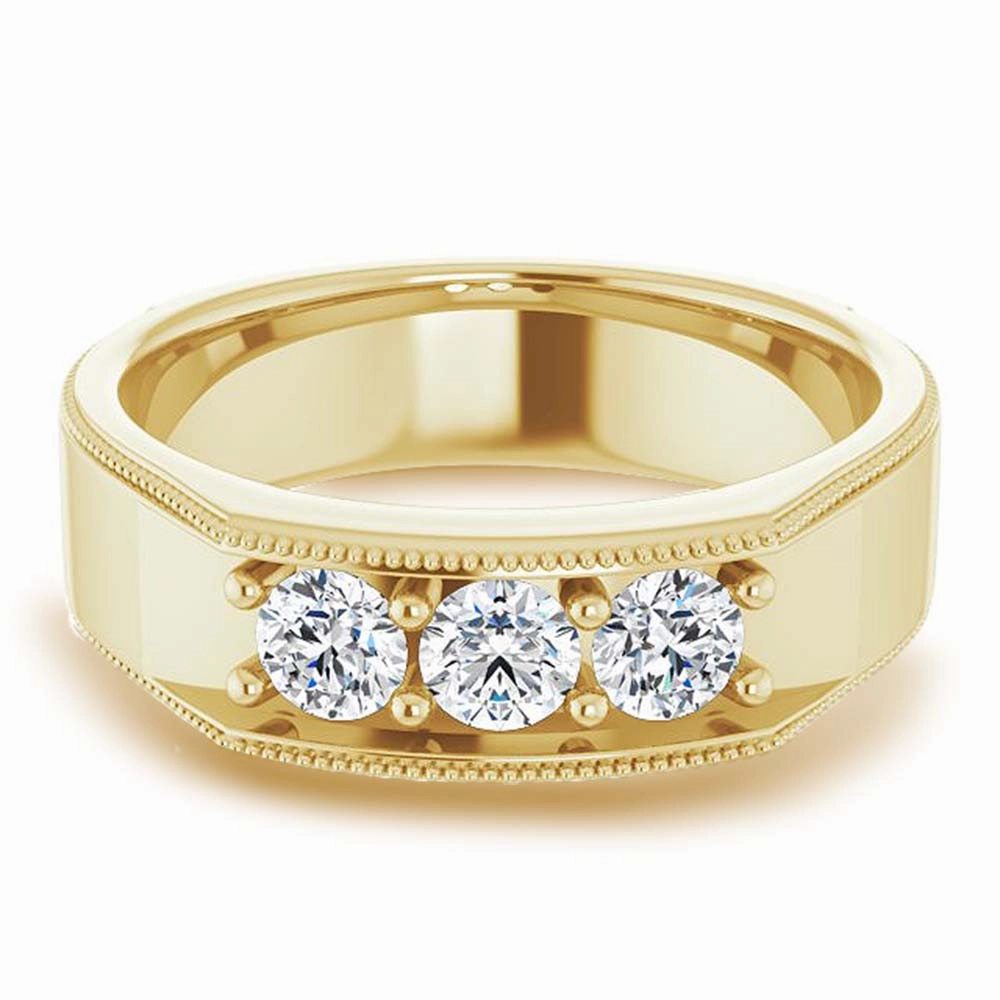 0.75 ctw Round Diamond Milgrain Accent Men's Ring