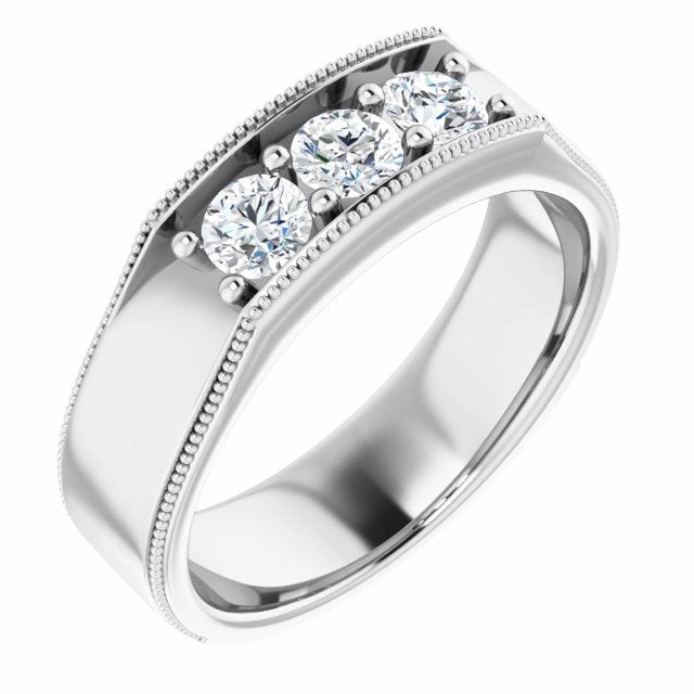 0.75 ctw Round Diamond Milgrain Accent Men's Ring