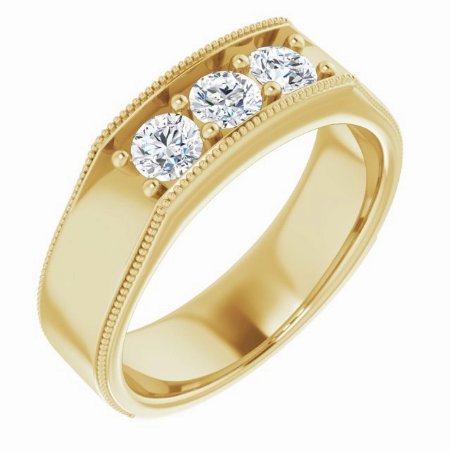 0.75 ctw Round Diamond Milgrain Accent Men's Ring