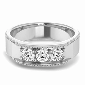 0.75 ctw Round Diamond Milgrain Accent Men's Ring