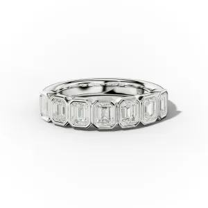 1.0 Carat Bezel Set Emerald Cut Diamond Anniversary Band