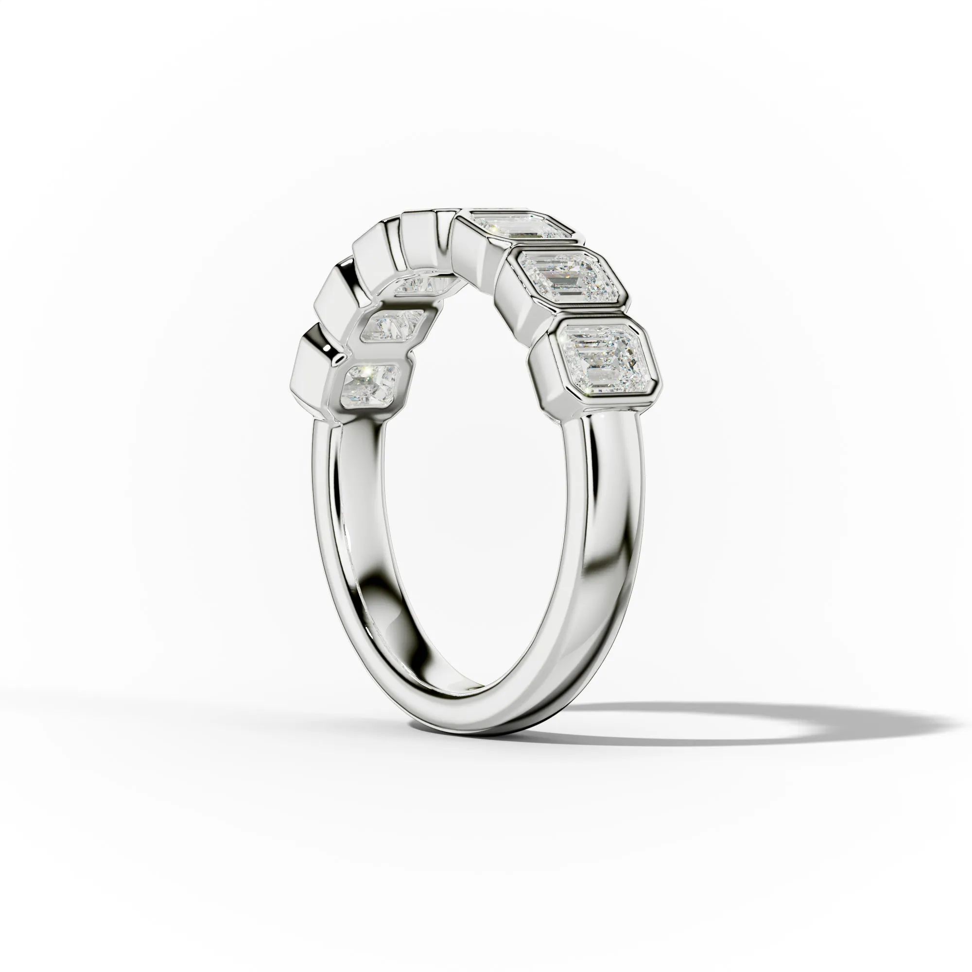 1.0 Carat Bezel Set Emerald Cut Diamond Anniversary Band
