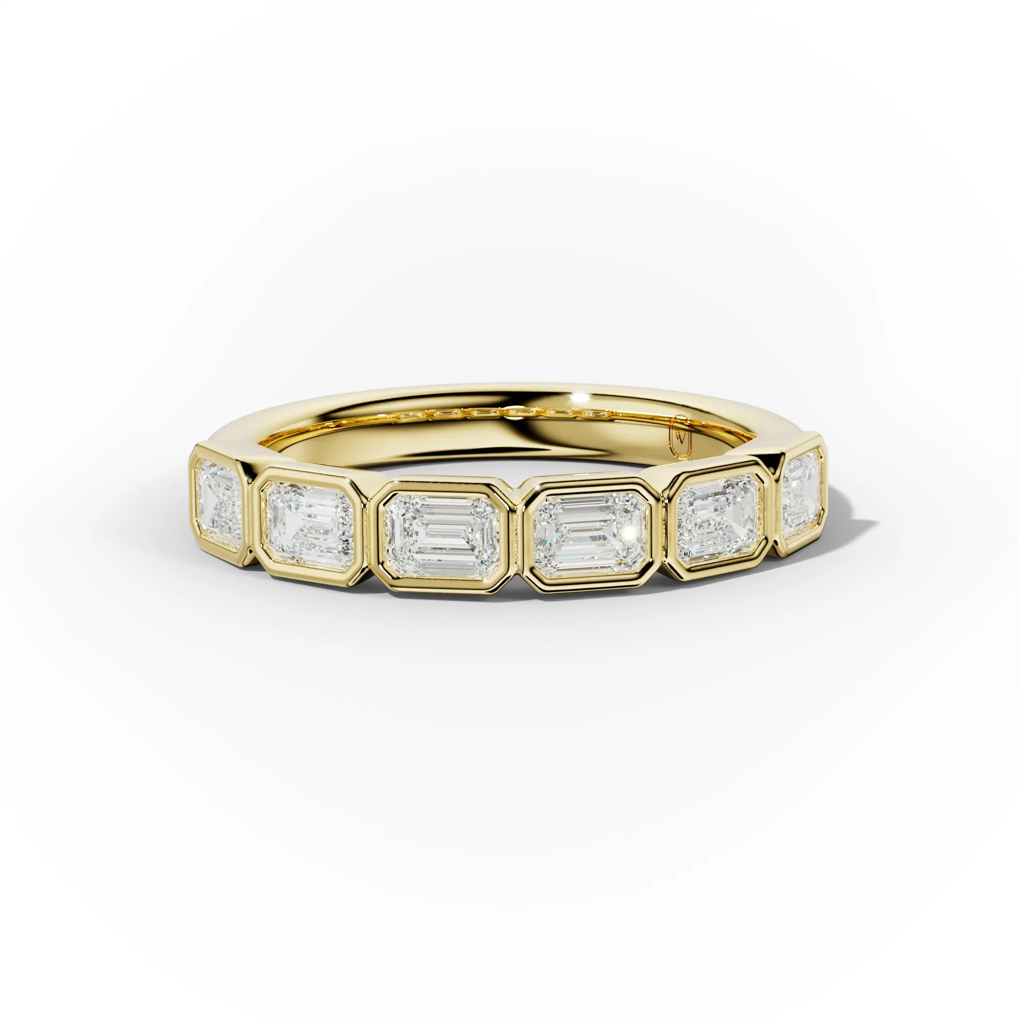 1.0 Carat East West Emerald Cut Bezel Set Diamond Anniversary Band