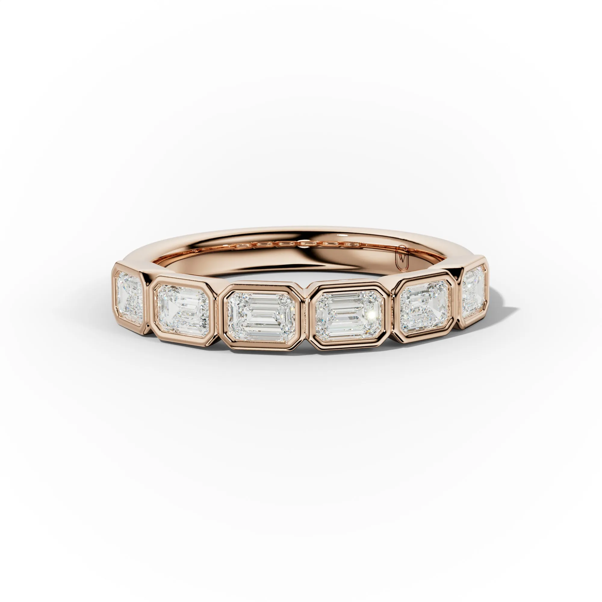 1.0 Carat East West Emerald Cut Bezel Set Diamond Anniversary Band