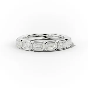 1.0 Carat East West Emerald Cut Bezel Set Diamond Anniversary Band