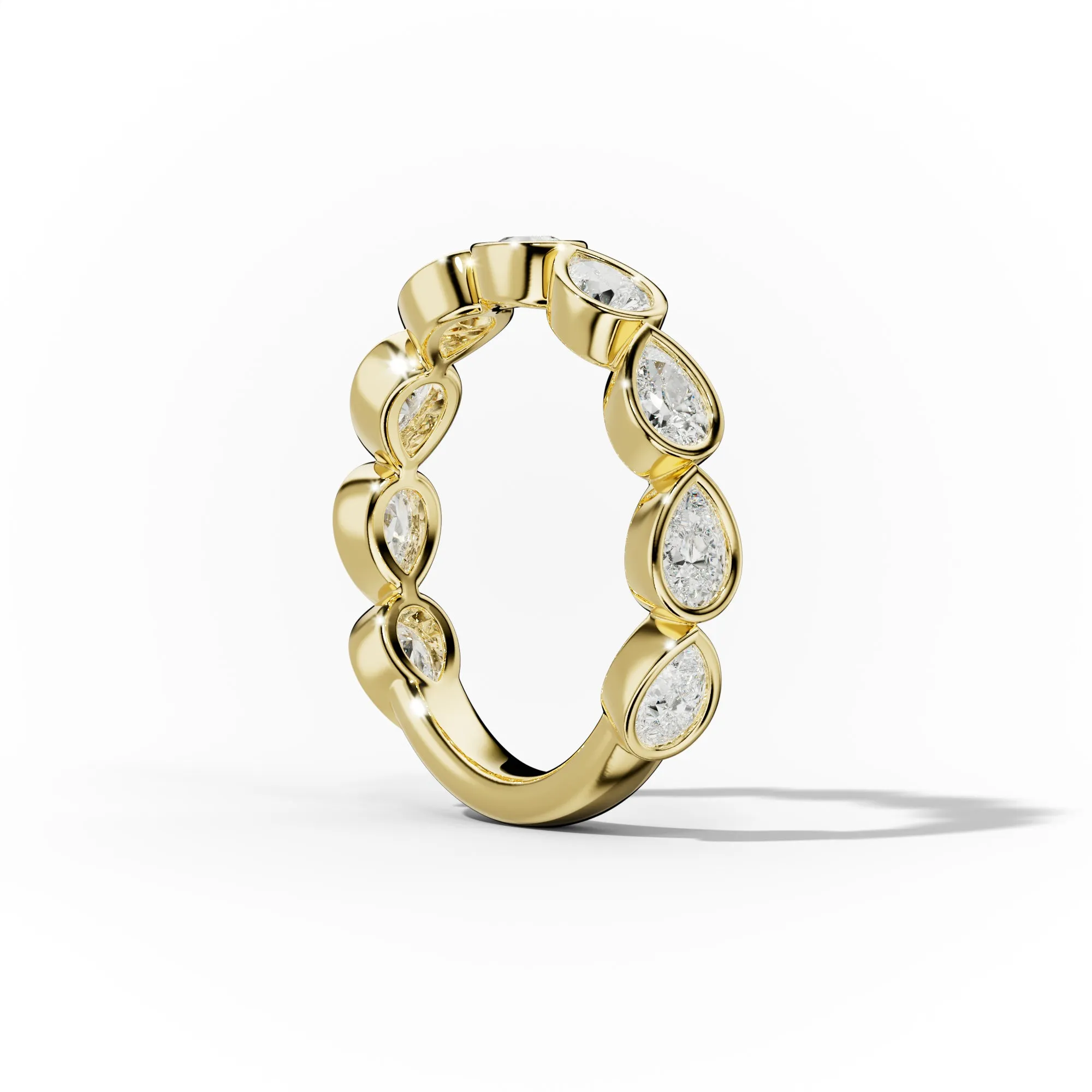1.0 Carat East West Pear Shape Bezel Set Diamond Anniversary Band