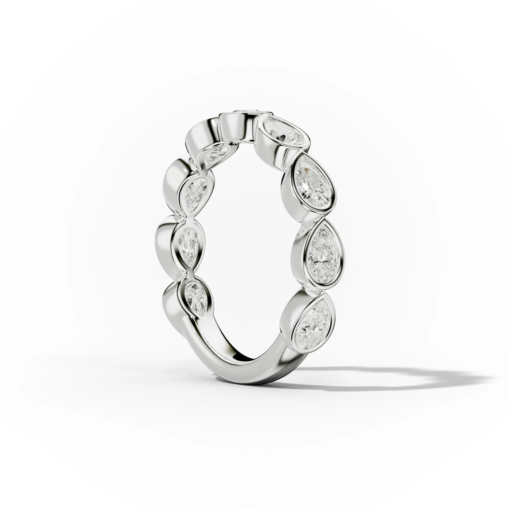 1.0 Carat East West Pear Shape Bezel Set Diamond Anniversary Band
