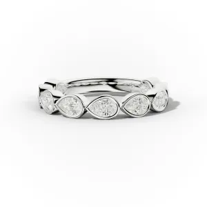 1.0 Carat East West Pear Shape Bezel Set Diamond Anniversary Band