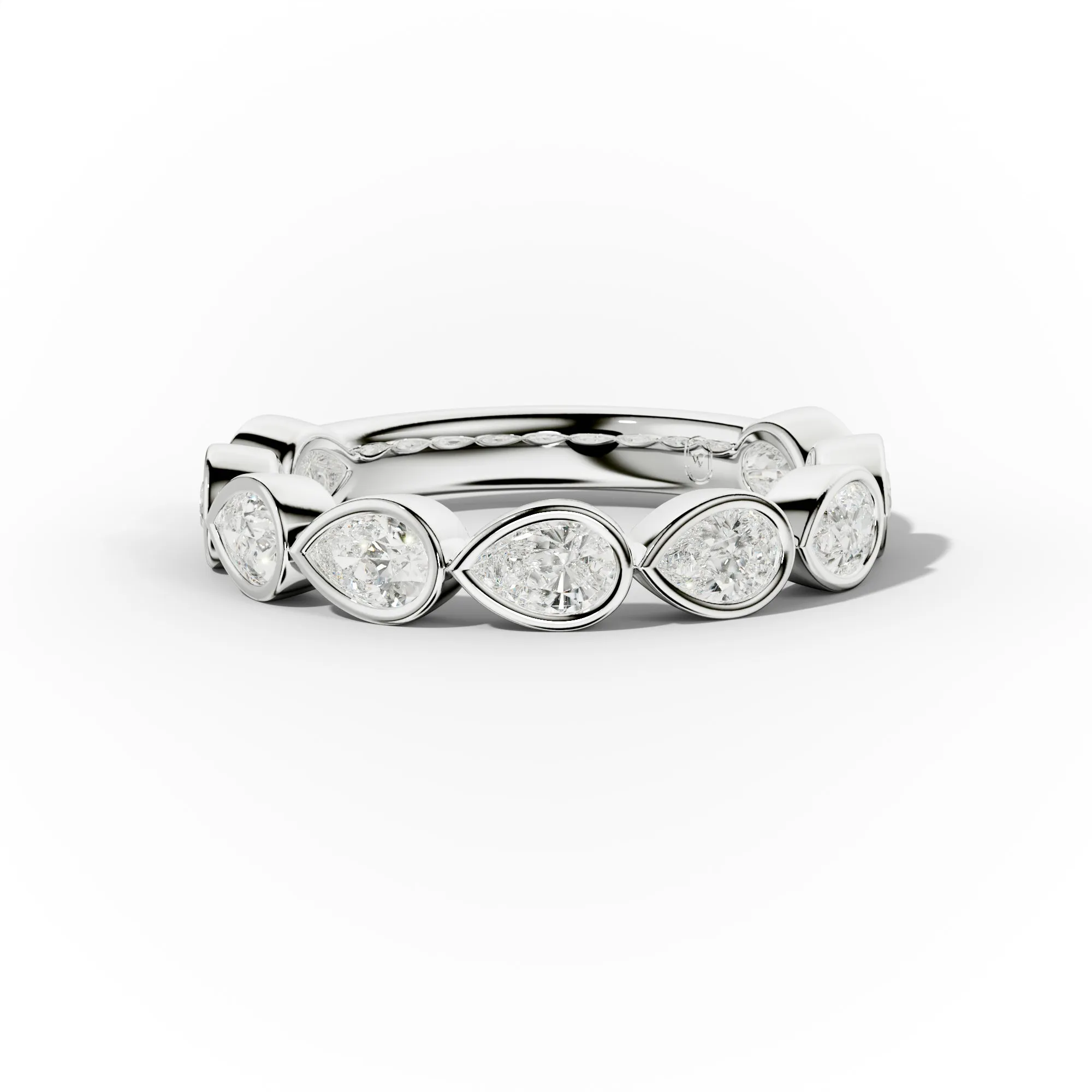 1.0 Carat East West Pear Shape Bezel Set Diamond Anniversary Band