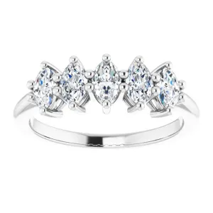 1.00 ct. Marquise Diamond Five Stone Band Classic Shared Prongs