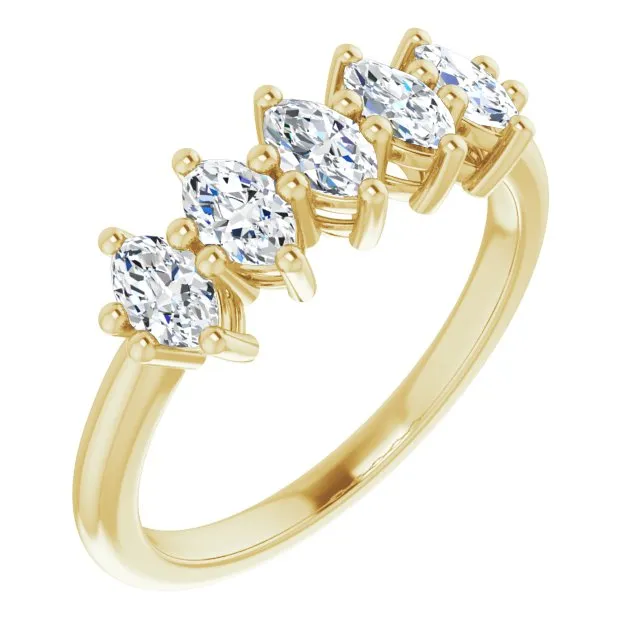 1.00 ct. Marquise Diamond Five Stone Band Classic Shared Prongs
