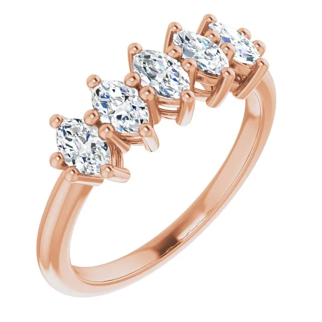 1.00 ct. Marquise Diamond Five Stone Band Classic Shared Prongs