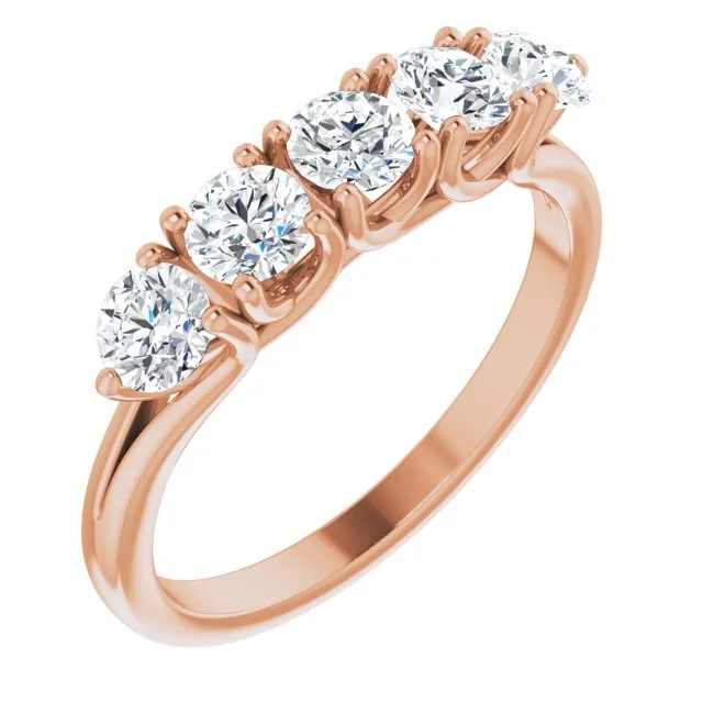 1.00 ct. Round Cut Diamond Wedding Band 5 Stone Anniversary Ring