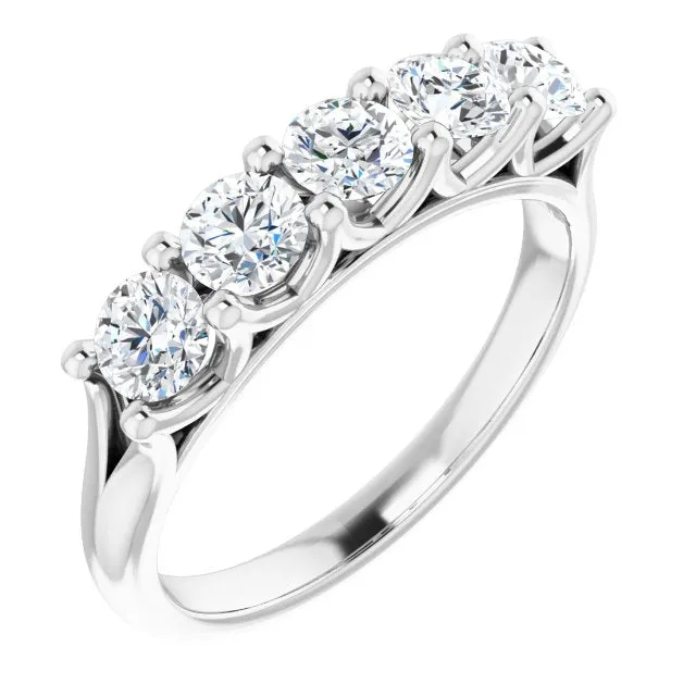 1.00 ct. Round Cut Diamond Wedding Band 5 Stone Anniversary Ring