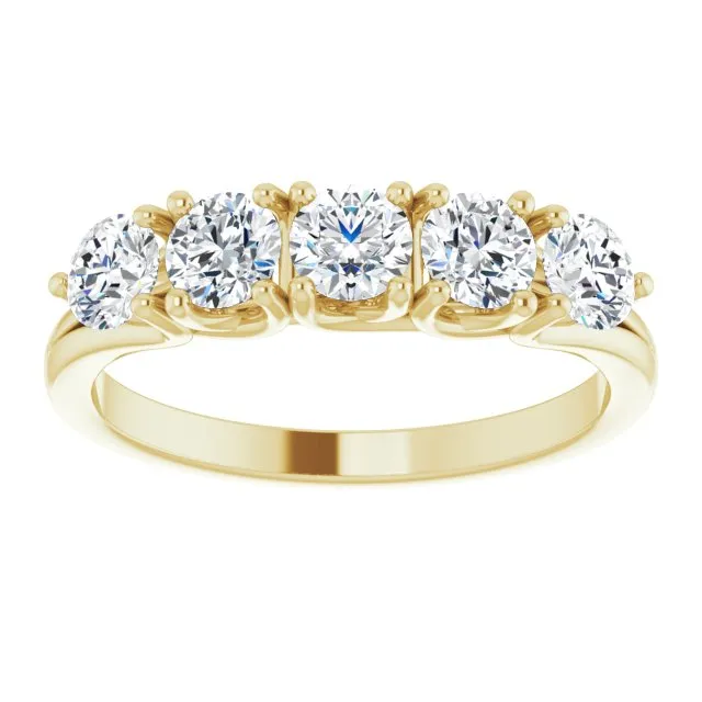 1.00 ct. Round Cut Diamond Wedding Band 5 Stone Anniversary Ring