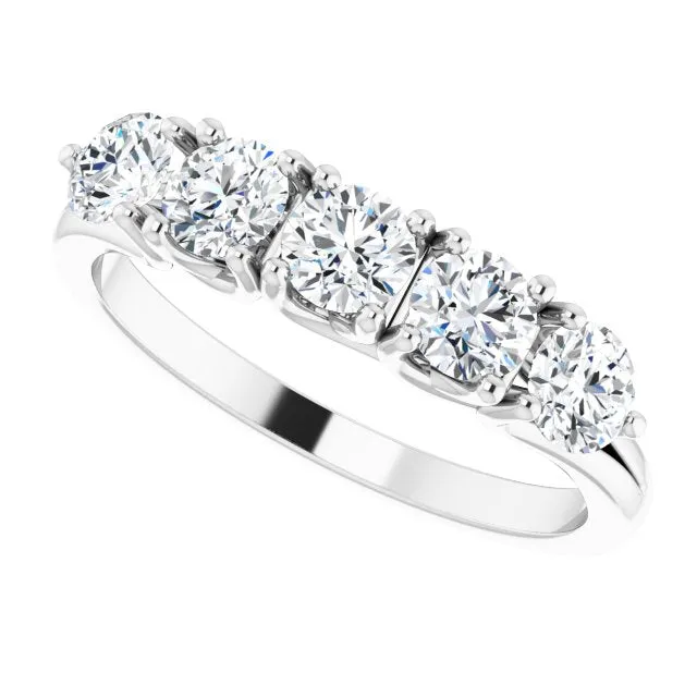 1.00 ct. Round Cut Diamond Wedding Band 5 Stone Anniversary Ring