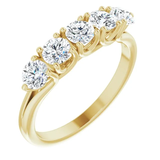 1.00 ct. Round Cut Diamond Wedding Band 5 Stone Anniversary Ring