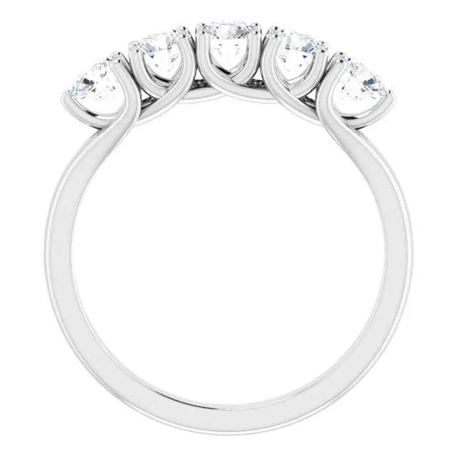 1.00 ct. Round Cut Diamond Wedding Band 5 Stone Anniversary Ring