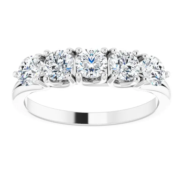1.00 ct. Round Cut Diamond Wedding Band 5 Stone Anniversary Ring