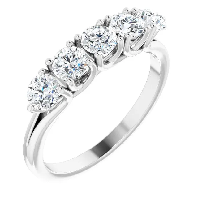 1.00 ct. Round Cut Diamond Wedding Band 5 Stone Anniversary Ring