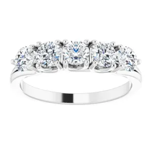1.00 ct. Round Cut Diamond Wedding Band 5 Stone Anniversary Ring