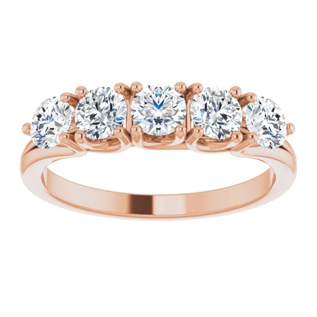 1.00 ct. Round Cut Diamond Wedding Band 5 Stone Anniversary Ring
