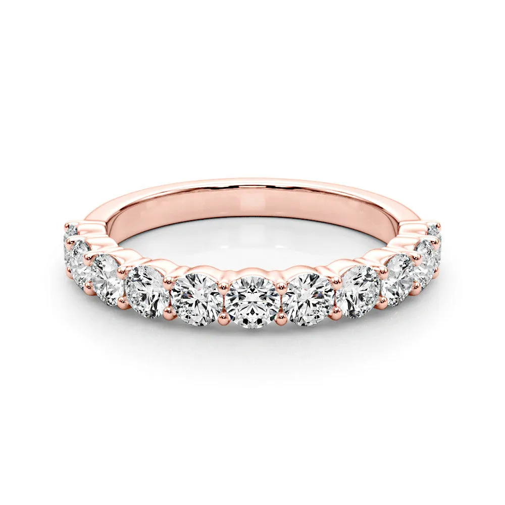 1.00 ctw. Classic Shared Prong Half Way Round Diamond Wedding Ring
