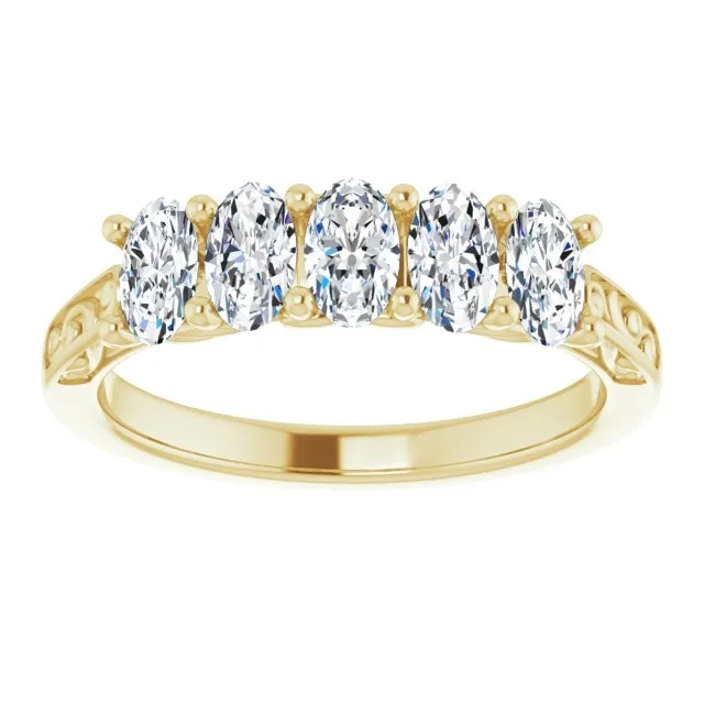 1.05 ct. Oval Cut Diamond Wedding Band 5 Stone Anniversary Ring