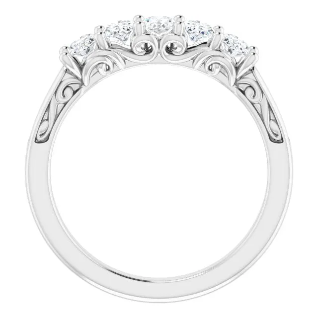 1.05 ct. Oval Cut Diamond Wedding Band 5 Stone Anniversary Ring