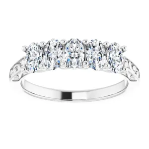 1.05 ct. Oval Cut Diamond Wedding Band 5 Stone Anniversary Ring