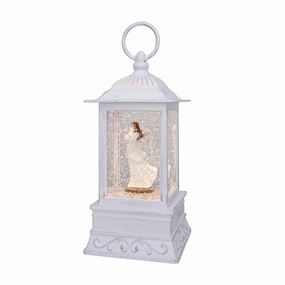 10.5" Heavenly White Angel with Dove Glitter Water Lantern Decorative Mirror,Home Decor Mirror