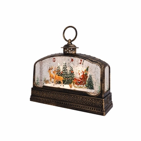 10" Extra W Santa's Sleigh Ride Glitter Lantern Decorative Mirror,Home Decor Mirror