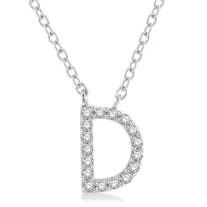 10K White Gold D Initial Diamond Necklace