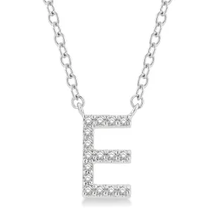10K White Gold E Initial Diamond Necklace
