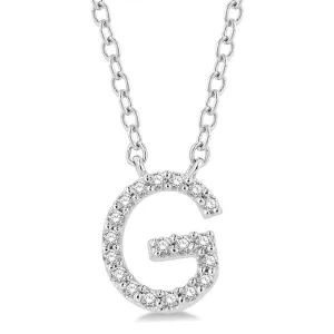 10K White Gold G Initial Diamond Necklace