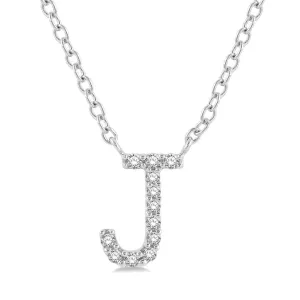 10K White Gold J Initial Diamond Necklace
