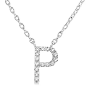 10K White Gold P Initial Diamond Necklace