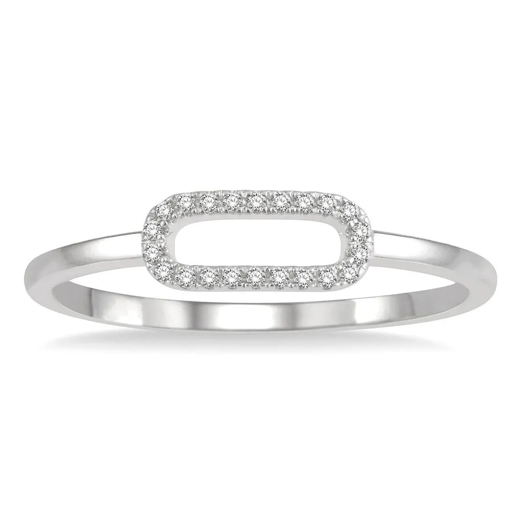 10K White Gold Paperclip Diamond Ring