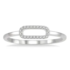 10K White Gold Paperclip Diamond Ring