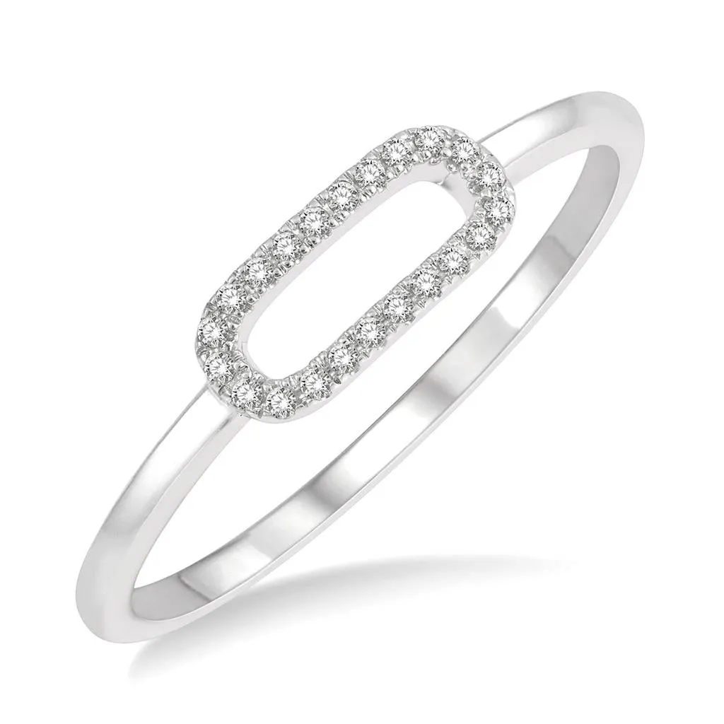 10K White Gold Paperclip Diamond Ring