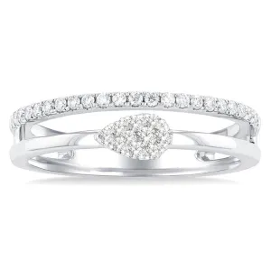 10K White Gold Stackable Natural Diamonds Ring