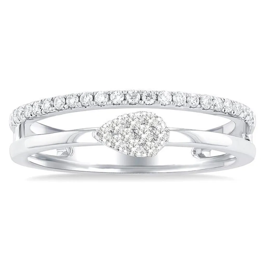 10K White Gold Stackable Natural Diamonds Ring