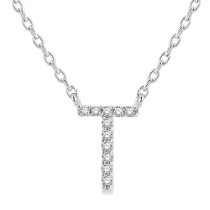 10K White Gold T Initial Diamond Necklace
