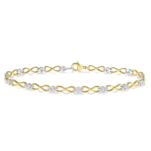 10K Yellow And White Gold Diamond Link Bracelet